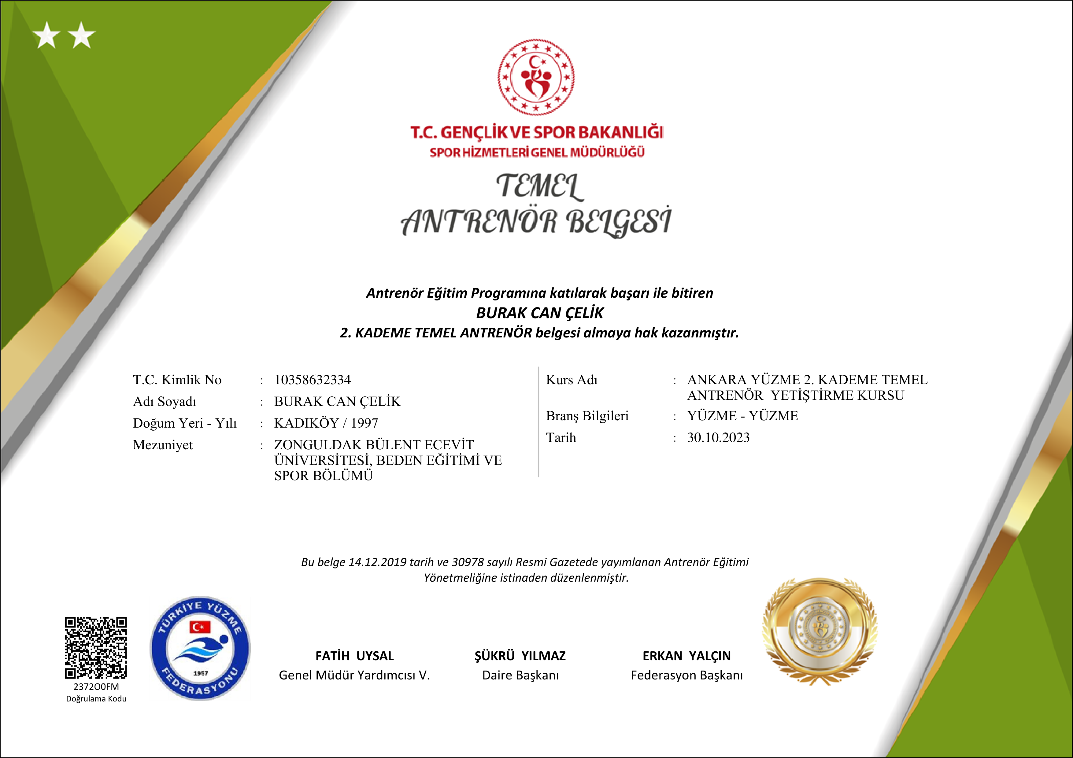 Fitness Antrenörü Sertifikası