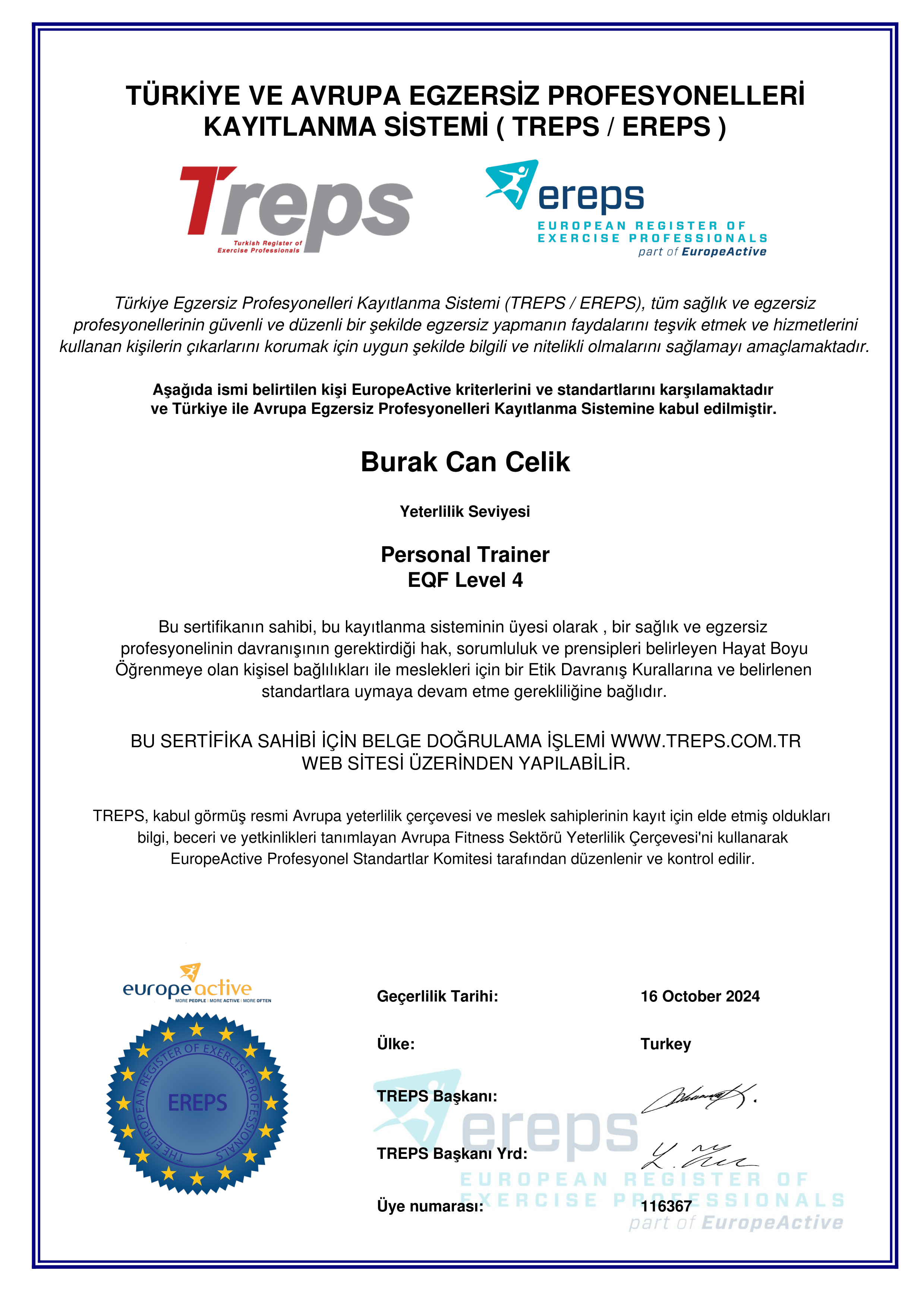 Fizyoterapi Sertifikası